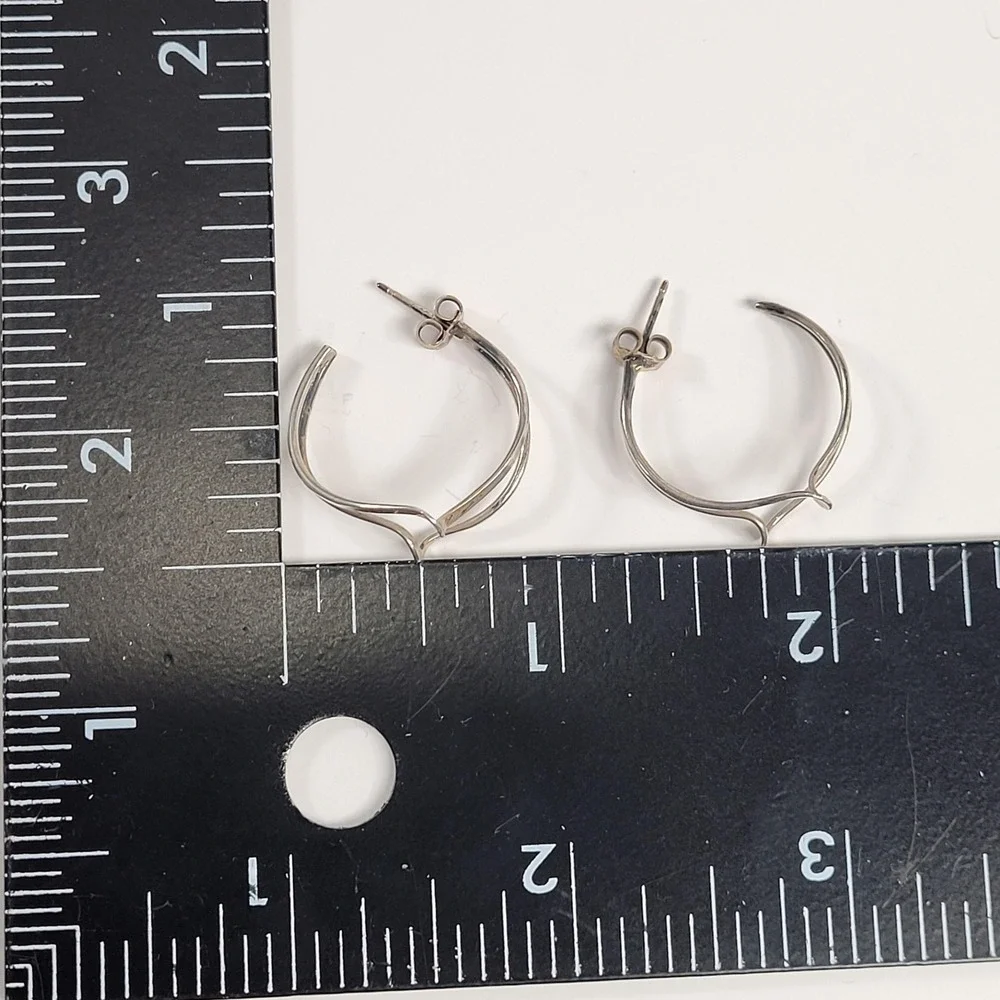 925 Sterling Earrings Lot Of 3 Pairs Quartz Moon Crystal‎ Triangle Hoop Jewelry